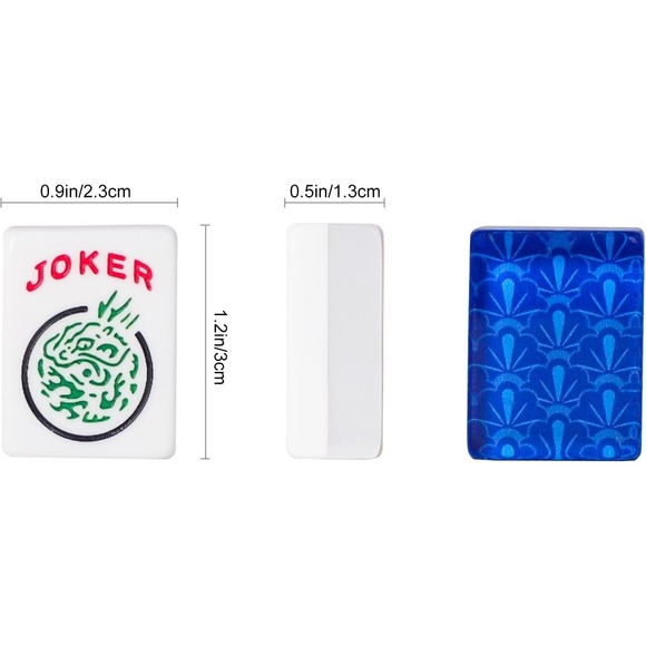 166 Acrylic Mahjong Tiles Set for American Game 1.2in Tile Only with Blue Print - Picture 5 of 10
